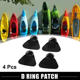 Uauto1 786527713509 4pcs D Ring Patch Pvc Stainless Steel Black For Inflatable Boat Canoe Kayak