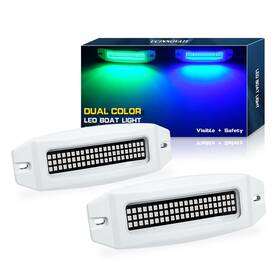 Uc-1004782 Ucinnovate 2x Marine Led Boat Lights Dual Color Waterproof Transom Underwater