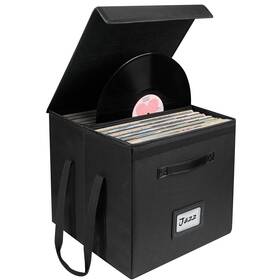 5273 Uniclife Vinyl Record Storage Box Collapsible Lp 1 Pack Black