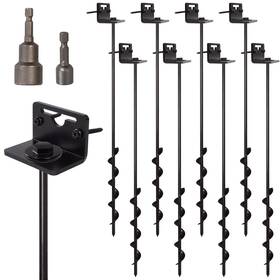 Vasgor 720371700544 24 Inch Mobile Home Anchors - Set Of 8 Ground Anchor Screw In With Brackets And A