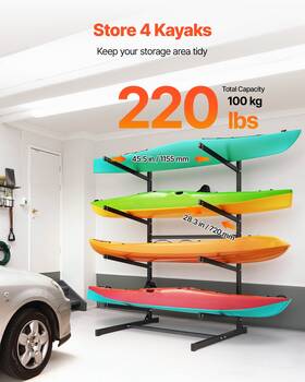 Vevor 197988360407 Kayak Storage Rack Freestanding For 4 Kayaks Heavy Duty 220lb