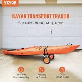 3600 Vevor 25 Kayak Trailer Aluminum Alloy Foldable Cart 10 Inch Tires 250 Lbs