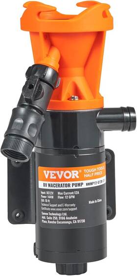 Nmmp12-g120-12-1 Vevor 12v Rv Macerator Pump 12gpm Portable Waste Quick Black