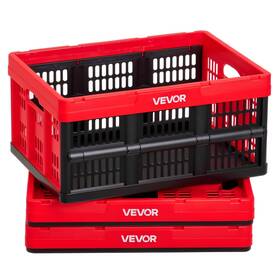 32l-red-3pc Vevor Zjks493624w Plastic Collapsible Storage Bins 32l 3 Packs Red