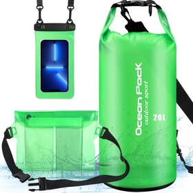 Vzznn 90312 Set Of 3 Waterproof Dry Bag - 20l Lightweight Sack With Waist
