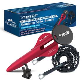 Wrx-bdl-wc12-am7f Wavesrx Beach Anchoring Bundle 12 Inch Aluminum Spike And 7ft Bungee