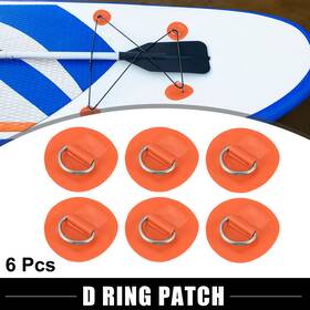 X Autohaux 746453218646 6pcs 6cm Orange D Ring Patch Pvc Stainless Steel Round Shape Pad For Surfboard