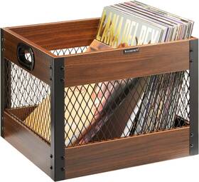 I-jw-recd01-us X-cosrack Vinyl Record Storage Crate Wooden Lp Album Shelf Brown Black