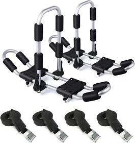 Xcar Folding Rooftop Kayak Racks Set With 4pcs Straps For 2 Kayaks Canoe Sup