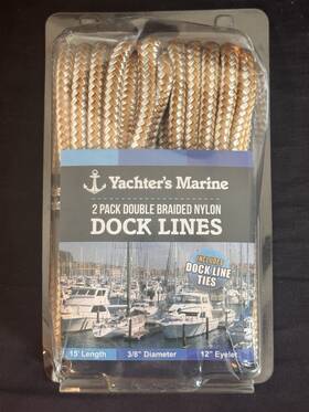 Yachters Marine 707466900652 2 Pack Double Braided Nylon Dock Lines - 15ft 3/8 Inch Diameter