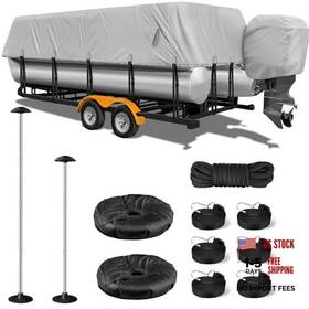 1200d Yimsting 791137296120 Pontoon Boat Cover With Support Poles 2 Pack Heavy Duty