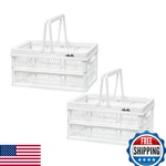 Zhjingyu 2-PACK Collapsible Plastic Storage Baskets Folding Crates W/ Handles. Fixed Price $29.23.