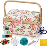 Zoofox Sewing Basket With Accessories, Wooden Storage Box Removable Tray,. Fixed Price $34.60.