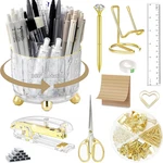 Gold Desk Accessories, Office Organizers And 360 Pen Holder Acr. Fixed Price $30.85.