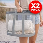 2PCS Foldable Mesh - Folding Beach Storage Tote Bags, Large & Lightweight. Fixed Price $9.99.