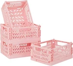 4-PACK Plastic Storage Crate Small 5.9"X 3.9" 2.3", Hollow Out-pink. Fixed Price $14.80.