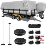 1200D Pontoon Boat Cover With Support Poles Pack, Heavy Duty. Fixed Price $309.75.