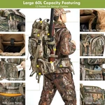 60L Camo Hunting Backpack, Waterproof 600D With Rain Cover. Fixed Price $69.99.