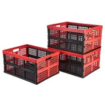 Aebeky 3-PACK Plastic Collapsible Storage 17.35"X13.2"X9", Black+red. Fixed Price $75.99.