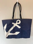 Sea Bags White-on-navy Anchor Large Tote, Cell Pocket & Handles. Fixed Price $149.00.