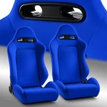 2 X Reclinable Blue Fabric Left/right Racing Seats W/slider (classic Style). Fixed Price $338.98.