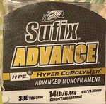 Sufix Advance Clear Monofilament 14 Lb 330 Yard Spools - Freshwater Fishing Line. Fixed Price $15.99.