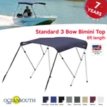 Oceansouth Standard Bimini Top 3 Bow Boat Cover 6FT Long With Rear Poles. Fixed Price $203.00.