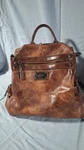 Ab Earth Brown Patchwork Distressed Leather Backpack Women's Zipper Accent. Fixed Price $26.99.