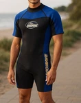Aquawave Wetsuit Men's Small Black Blue Zip Up Surf Snorkel Beach Summer. Fixed Price $29.95.