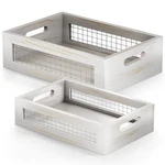 Nagawood Wooden Countertop Baskets Set Of 2 For Kitchen, Bath, Pantry Wall Moun. Fixed Price $40.39.