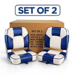 New Leader 2-PACK Marine Boat Seats, Fold Down Fishing Blue & White Nib. Fixed Price $198.99.