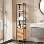 Danrelax 5-TIER Tall Bamboo Storage Cabinet For Bathroom, Freestanding Shelf. Fixed Price $29.99.