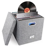 Vinyl Record Storage Box For 50+ Single Lps (12-INCH), Stackable 1PACK, Grey. Fixed Price $37.99.