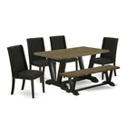 East West Furniture 6-PIECE Dining Set-black Linen Fabric Seat And High.... Fixed Price $1029.17.