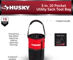Husky Utility Sack Tool Bag 5 In. 10 Pocket. Fixed Price $15.00.
