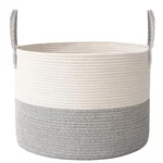 Extra Large Blanket Basket For Living Room - Woven Cotton Rope 115L White&grey. Fixed Price $46.19.