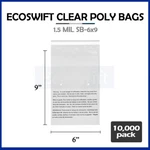 10000 6X9 Self Seal Suffocation Warning Clear Poly Bags 1.5 Mil Free Shipping. Fixed Price $317.99.