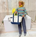 Lands End Mini Key Chain Boat Tote Bag Purse Charm Canvas Blue Barbie Doll Size. Fixed Price $29.99.
