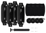 Rockville FEN485-BLACK Boat Fender Package Bumpers 8.5"X27", Covers, Lines. Fixed Price $116.96.