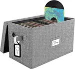 Vinyl Record Storage Box For 7"/45 Rpm Lps, Grey Case With Lid 1 Pack,. Fixed Price $28.58.