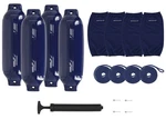 Rockville FEN485-NAVY Blue (4) 8.5" Boat Fenders Covers, Lines Package. Fixed Price $129.95.