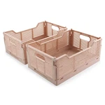 Vivikivi 2-PACK Foldable Crates, Plastic Storage 15.75"X11.81"X6.1", Pink. Fixed Price $39.39.