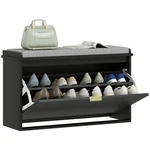 Homcom Shoe Bench With Padded Seat And Flip-drawer For 8 Pairs, Black. Fixed Price $94.99.