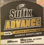 Sufix Advance Clear Monofilament 10 Lb 330 Yard Spools - Freshwater Fishing Line. Fixed Price $15.99.