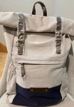 Wgu Roll-top Backpack Beige/blue Zip Closure Adjustable Strap Unisex Adults. Fixed Price $39.60.