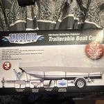 Shoreline Marine Trailerable Boat Cover 17-19 Ft 150 Denier Reflective Polyester. Fixed Price $60.00.