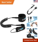 10 Ft Surf Board Leash, 5.5MM/7.0MM Thick Urethane Coiled Paddle Leash.. Fixed Price $18.99.