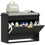 Homcom Shoe Bench With Padded Seat And Flip-drawer For 6 Pairs, Black. Fixed Price $84.99.