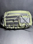 Green Tactical Gear Vest Bag With American Flag Patch, Nylon, Zip Closure. Fixed Price $40.00.