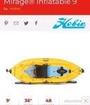 Tahoe Pick Up, Hobie I9S Inflatable Pedal Drive Kayak -full Package Seat Paddle. Fixed Price $2399.00.